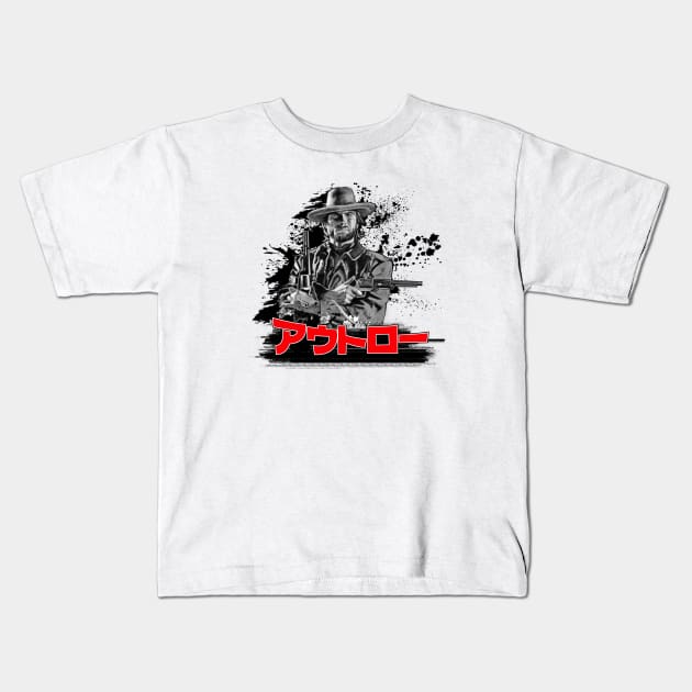 The Outlaw Josey Wales in Japanese Kids T-Shirt by kesneller